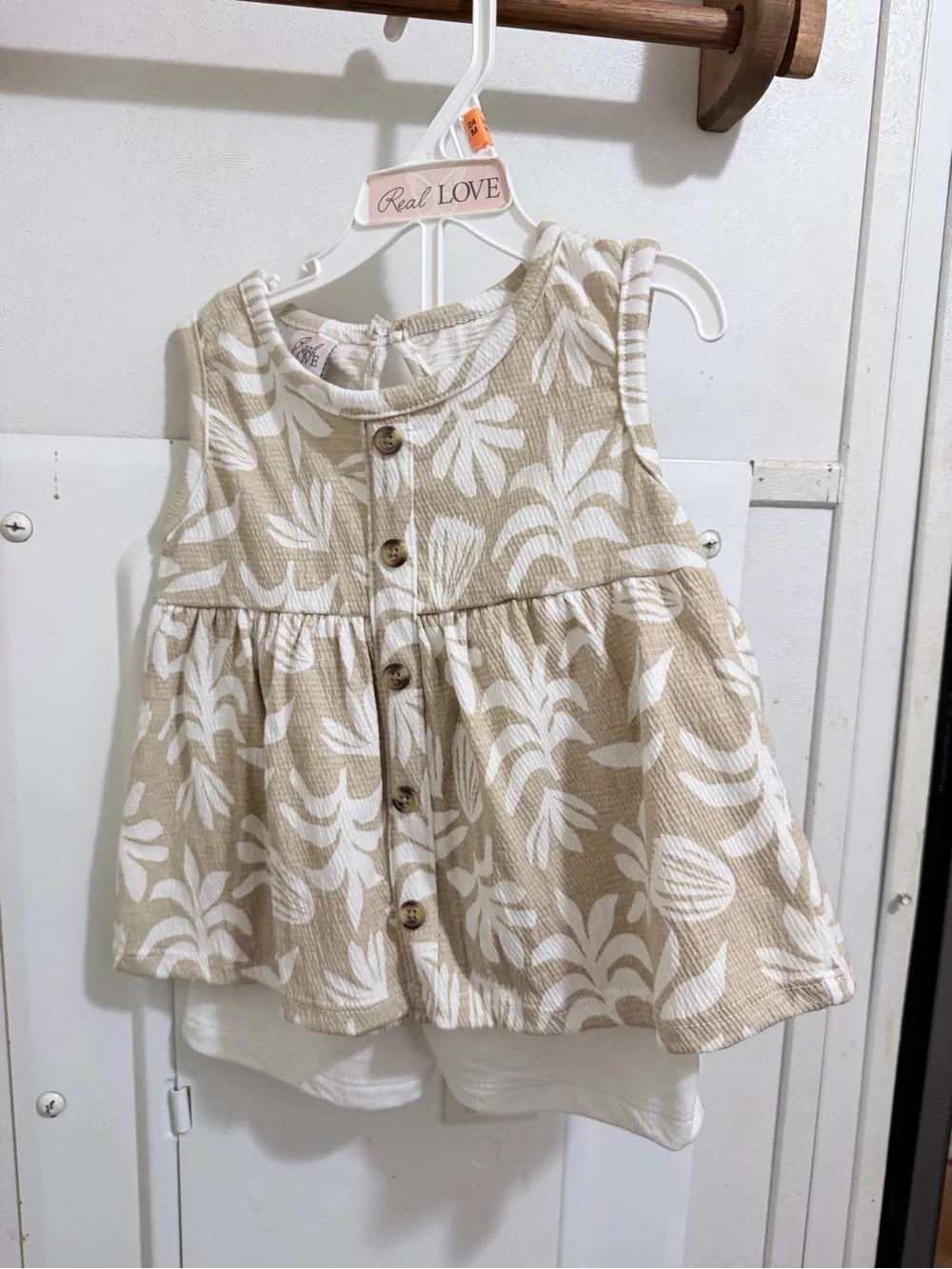 Toddler Girl Neutral Floral Button-Front Dress Top
